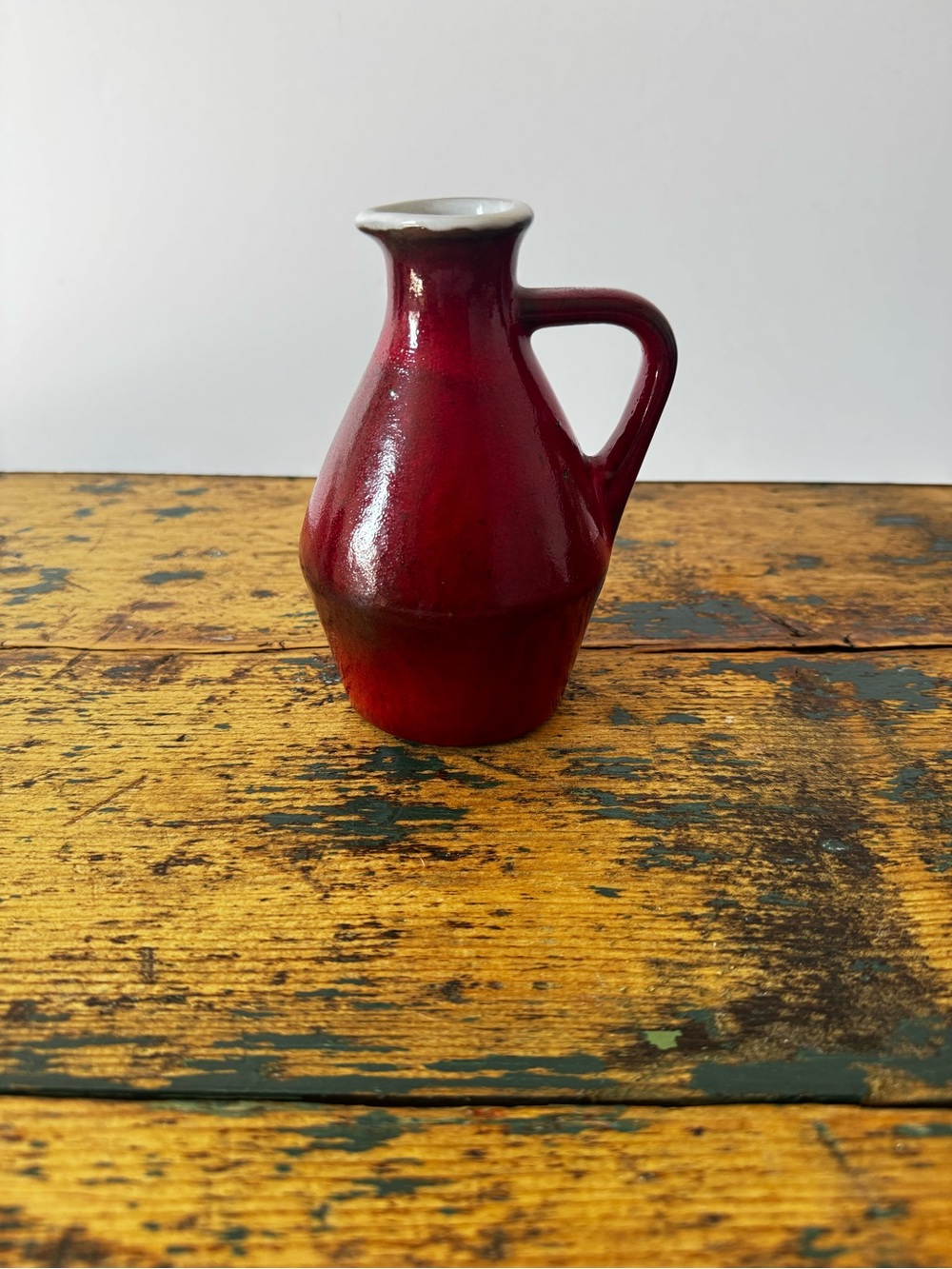 Red Ceramic Pitcher Vase - Home Art Accent